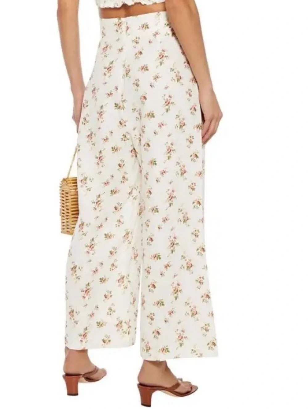Creed Lace-Up Floral-Print Linen Pants SZ 4